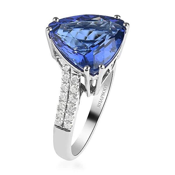 Certified Rhapsody AAAA Tanzanite And E-F VS Diamond 5.80 Ctw Solitaire Ring In 950 Platinum 6.10 Grams