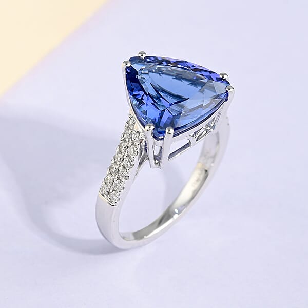 Certified Rhapsody AAAA Tanzanite And E-F VS Diamond 5.80 Ctw Solitaire Ring In 950 Platinum 6.10 Grams