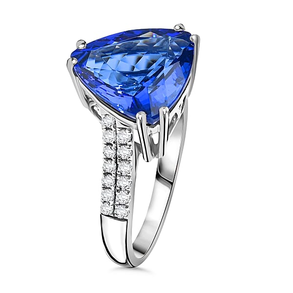 Certified Rhapsody AAAA Tanzanite And E-F VS Diamond 5.80 Ctw Solitaire Ring In 950 Platinum 6.10 Grams