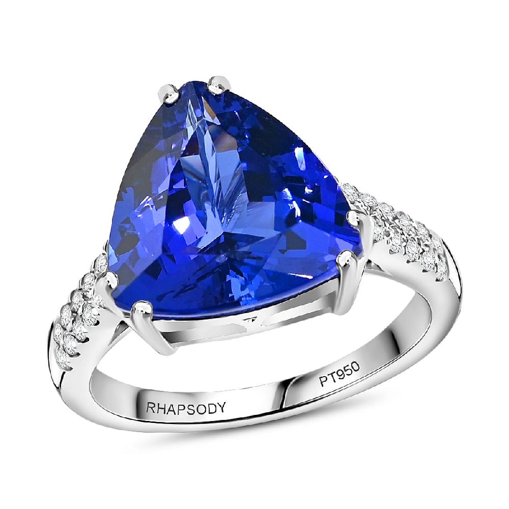 Certified Rhapsody AAAA Tanzanite and E-F VS Diamond 5.80 ctw Solitaire Ring in 950 Platinum 6.10 Grams