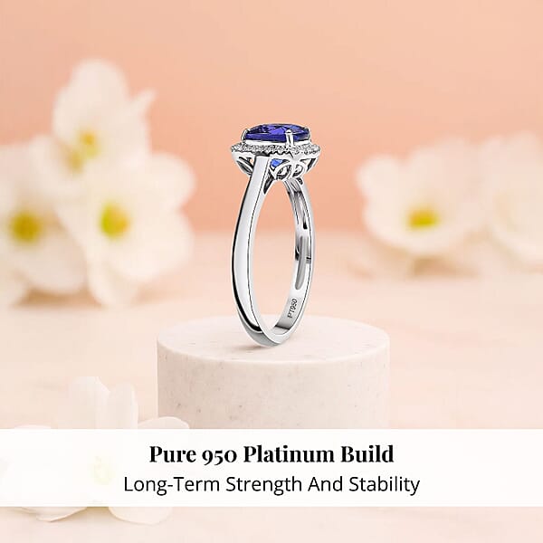 Certified Rhapsody AAAA Tanzanite Diamond (E-F VS) Ring In 950 Platinum 3.15 Ctw