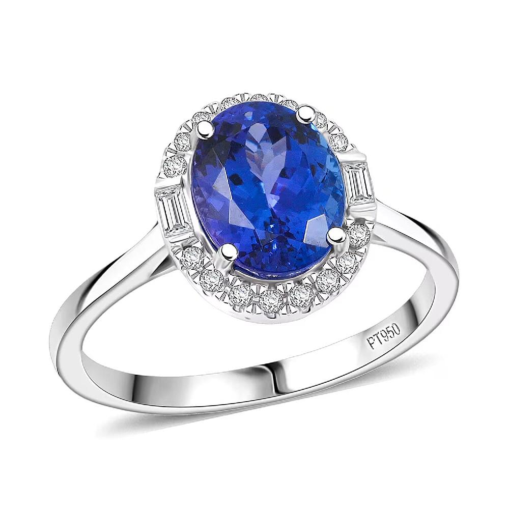 Certified Rhapsody AAAA Tanzanite Diamond (E-F VS) Ring in 950 Platinum 3.15 ctw