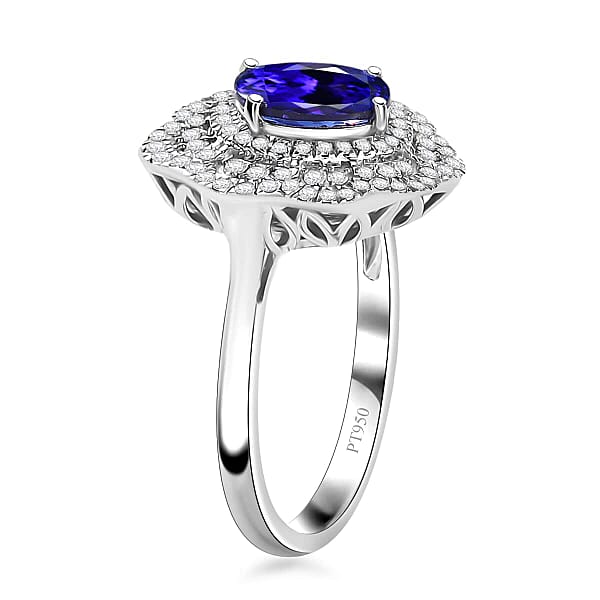 Certified Rhapsody AAAA Tanzanite Diamond Floral Ring In 950 Platinum 3.96 Ctw