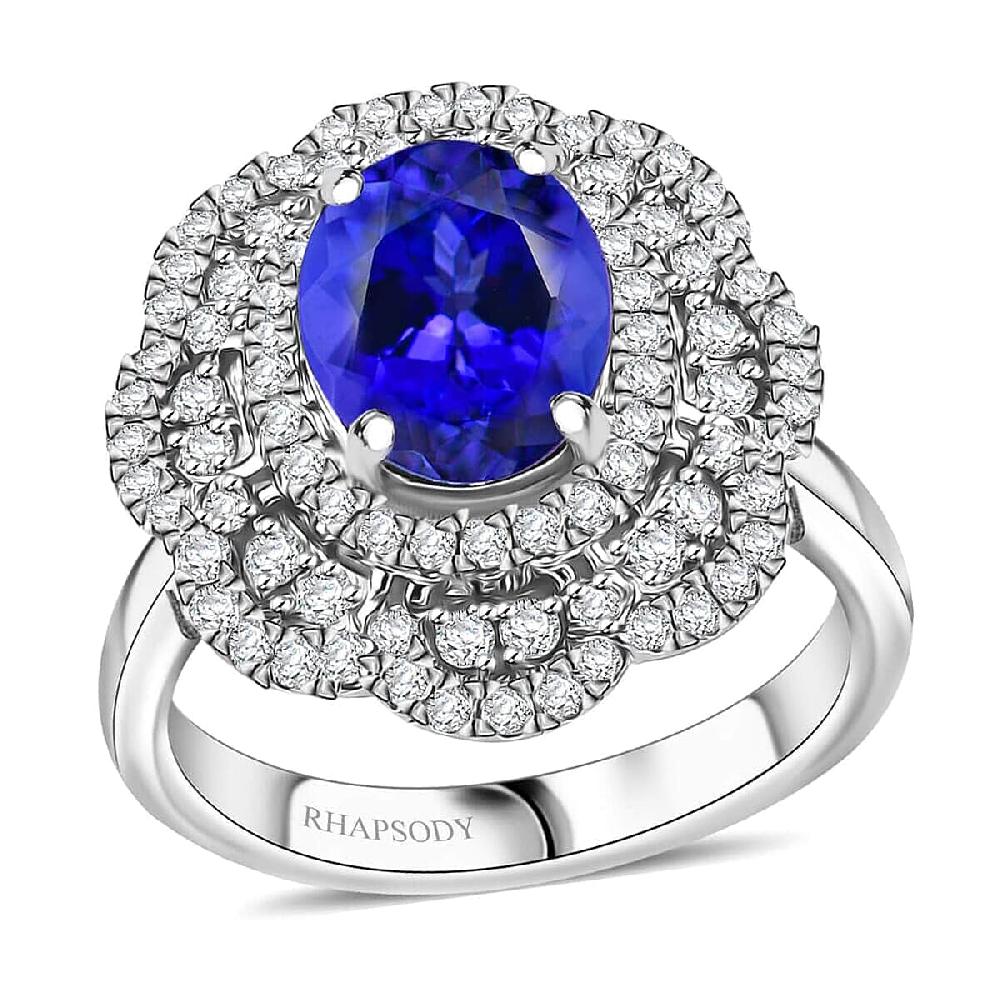 Certified Rhapsody AAAA Tanzanite Diamond Floral Ring in 950 Platinum 3.96 ctw