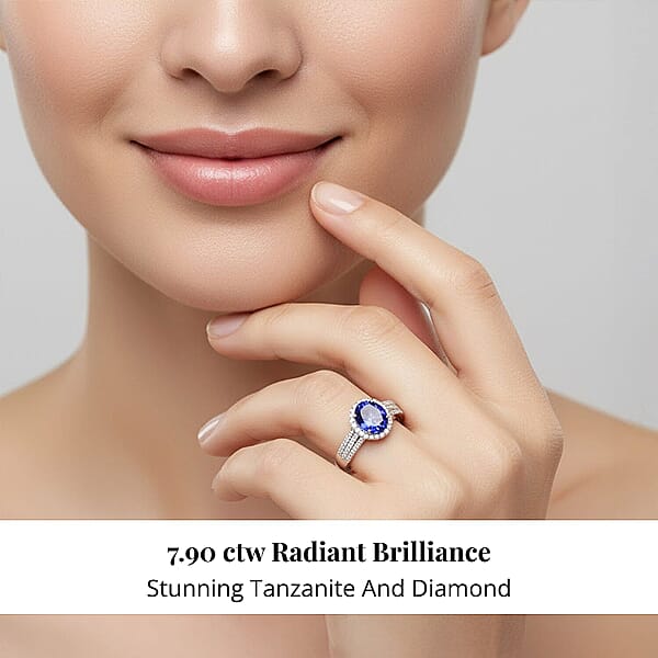 Certified Rhapsody AAAA Tanzanite Diamond Ring In 950 Platinum 4.10 Ctw