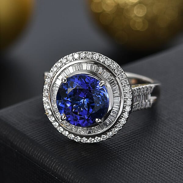 Certified Rhapsody AAAA Tanzanite Diamond Ring In 950 Platinum 6.11 Ctw