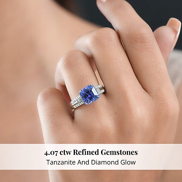 Certified Rhapsody AAAA Tanzanite Diamond Ring In 950 Platinum 4.07 Ctw