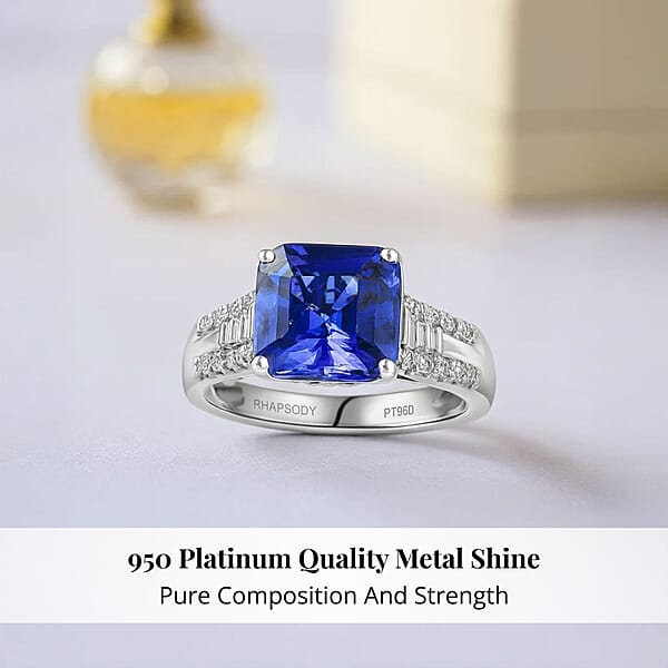 Certified Rhapsody AAAA Tanzanite Diamond Ring In 950 Platinum 4.07 Ctw