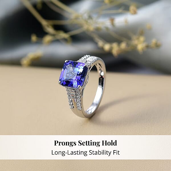 Certified Rhapsody AAAA Tanzanite Diamond Ring In 950 Platinum 4.07 Ctw