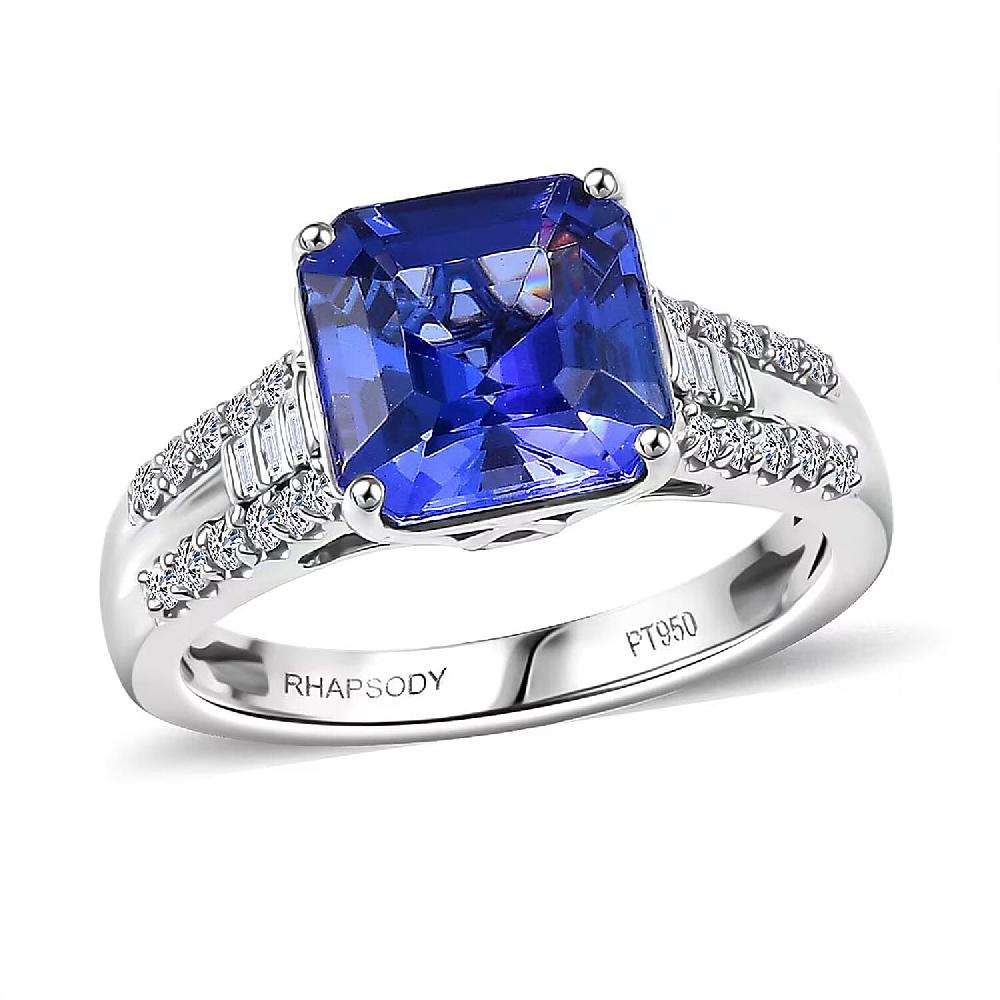 Certified Rhapsody AAAA Tanzanite Diamond Ring in 950 Platinum 4.07 ctw