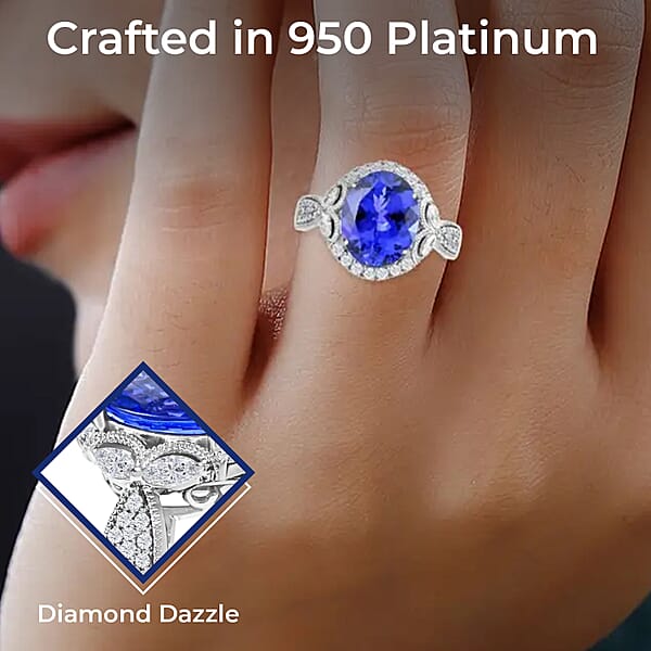 Certified Rhapsody AAAA Tanzanite Diamond Ring In 950 Platinum 5.25 Ctw