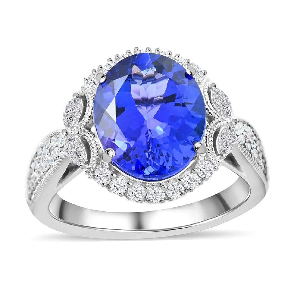 Certified Rhapsody AAAA Tanzanite Diamond Ring in 950 Platinum 5.25 ctw