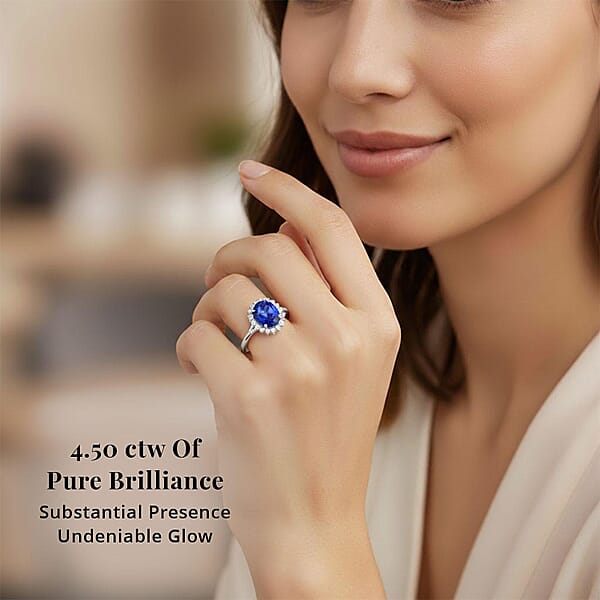Certified Rhapsody AAAA Tanzanite Diamond Ring In 950 Platinum 4.50 Ctw