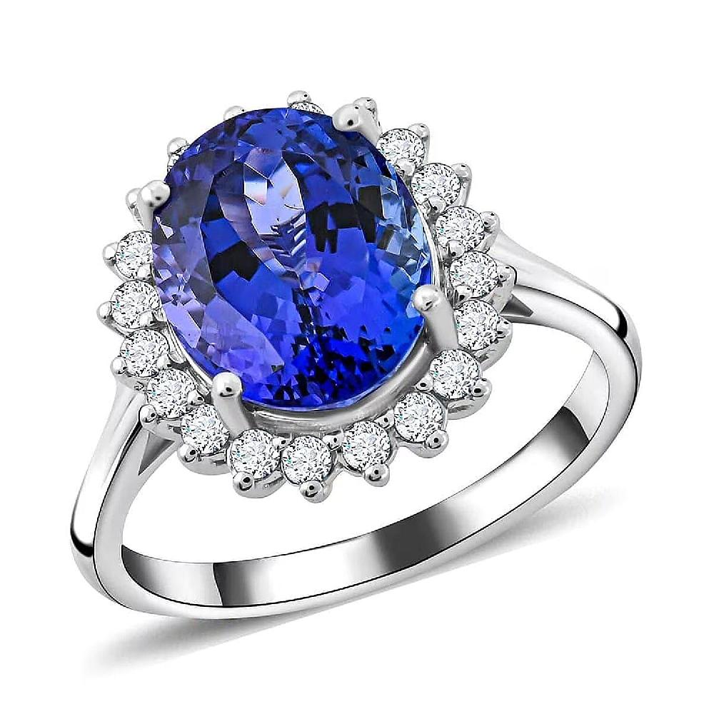 Certified Rhapsody AAAA Tanzanite Diamond Ring in 950 Platinum 4.50 ctw