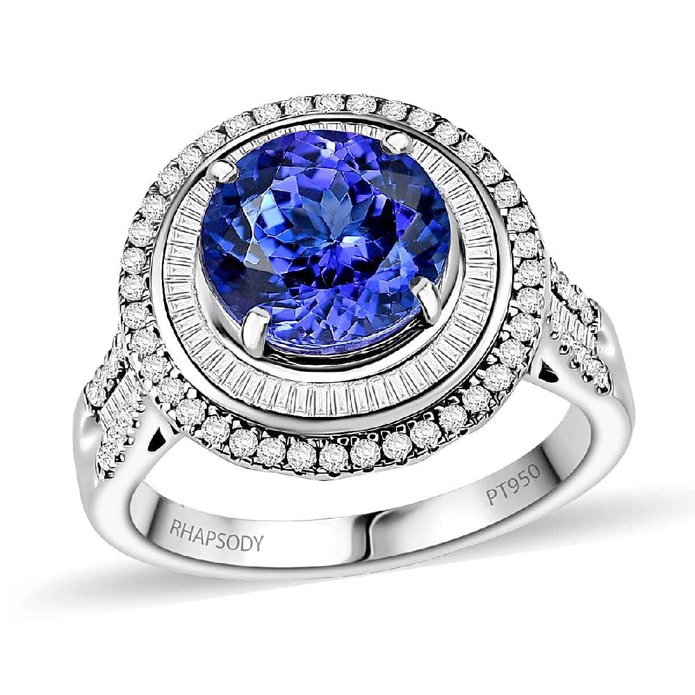 Certified Rhapsody AAAA Tanzanite Diamond Ring in 950 Platinum 6.11 ctw