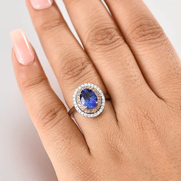 Certified Rhapsody AAAA Tanzanite Padparadscha Sapphire Diamond Ring In 950 Platinum 3.00 Ctw