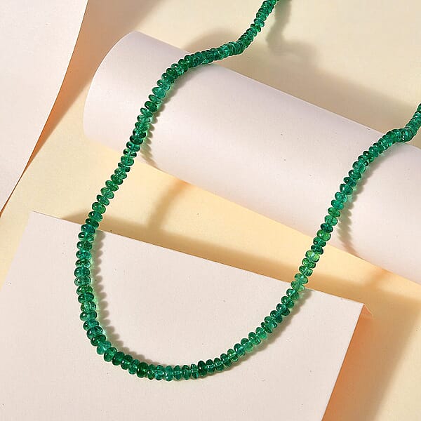 Certified Rhapsody AAAA Zambian Emerald Beaded Graduated Necklace In 950 Platinum 36.00 Ctw (18-20 Inches)