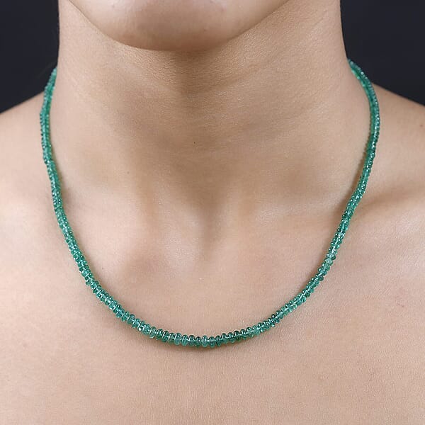 Certified Rhapsody AAAA Zambian Emerald Beaded Graduated Necklace In 950 Platinum 36.00 Ctw (18-20 Inches)