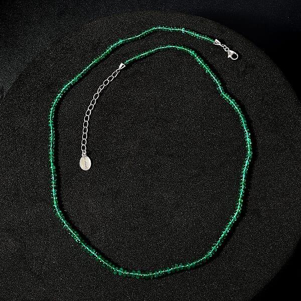 Certified Rhapsody AAAA Zambian Emerald Beaded Graduated Necklace In 950 Platinum 36.00 Ctw (18-20 Inches)