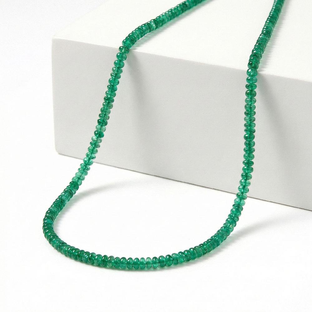 Certified Rhapsody AAAA Zambian Emerald Beaded Graduated Necklace in 950 Platinum 36.00 ctw (18-20 Inches)