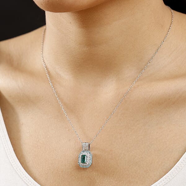 Certified Rhapsody AAAA Zambian Emerald Paraiba Tourmaline And Diamond Pendant Necklace In 950 Platinum 1.75 Ctw (20 Inches) (E-F VS2)