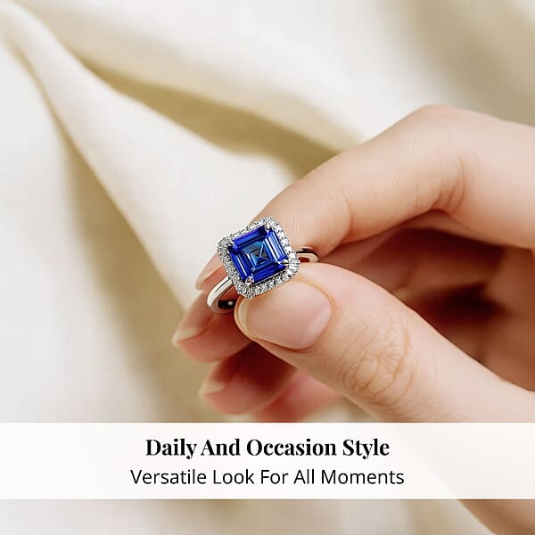 Certified Rhapsody Asscher Cut AAAA Tanzanite Diamond Ring In 950 Platinum 2.86 Ctw