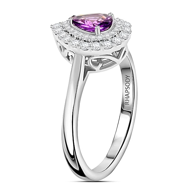 Chairman Collection Certified And Appraised Rhapsody AAAA Madagascar Purple Sapphire And E-F VS Diamond 1.10 Ctw Ring In 950 Platinum 6.55 Grams