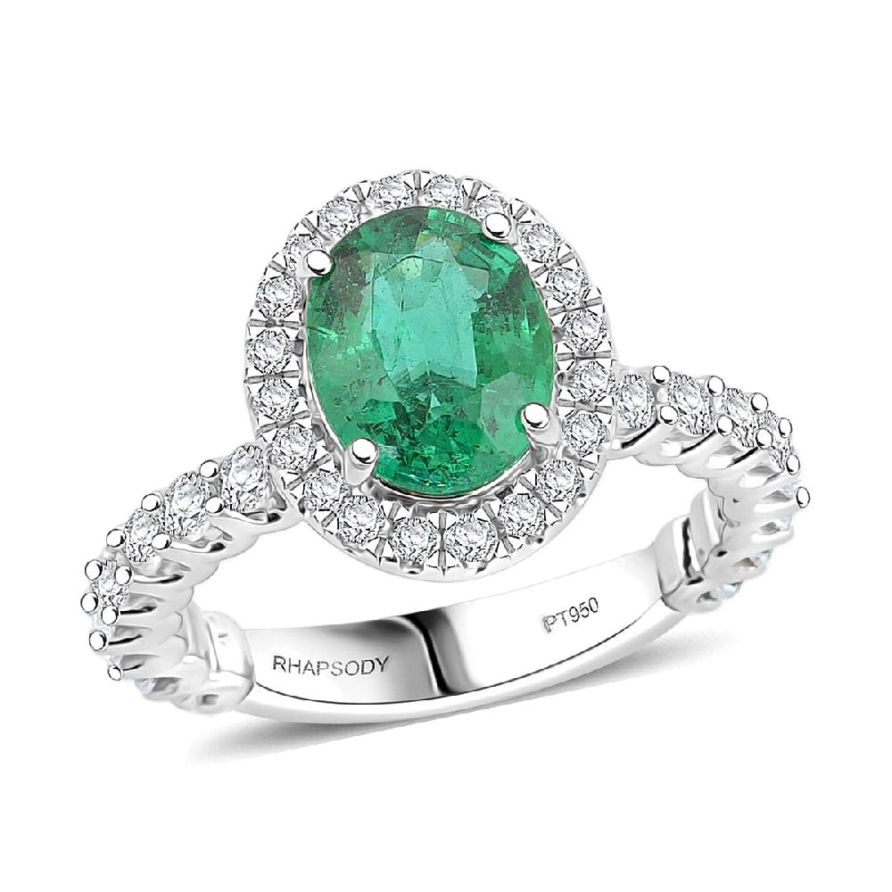 Chairman Collection Certified & Appraised Rhapsody AAAA Brazilian Emerald and E-F VS Diamond 3.00 ctw Ring in 950 Platinum 8.26 Grams