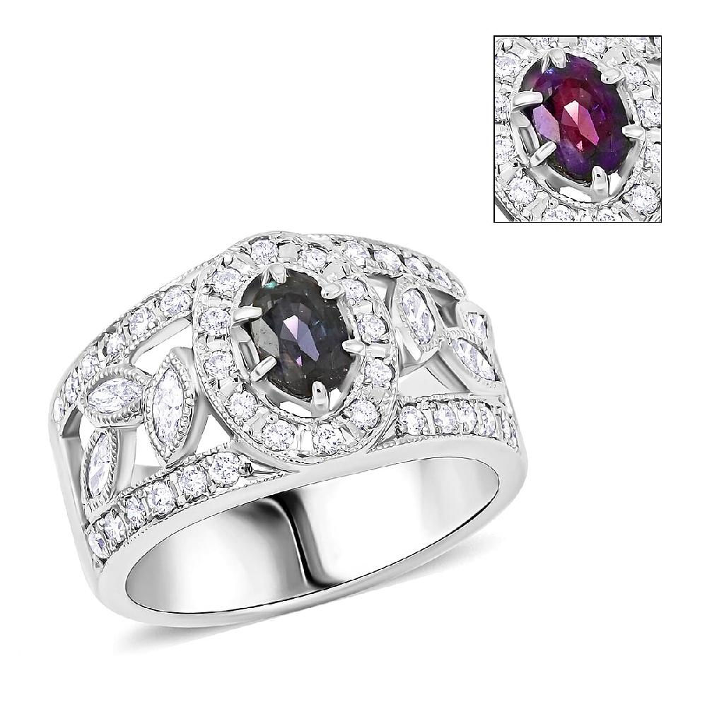 Chairman Vault Collection Certified & Appraised AAAA Brazilian Alexandrite and E-F VS Diamond 1.35 ctw Ring in 900 Platinum 12.83 Grams