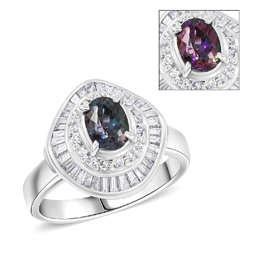 Chairman Vault Collection Certified & Appraised AAAA Brazilian Alexandrite and E-F VS Diamond 1.81 ctw Ring in 900 Platinum 7.60 Grams