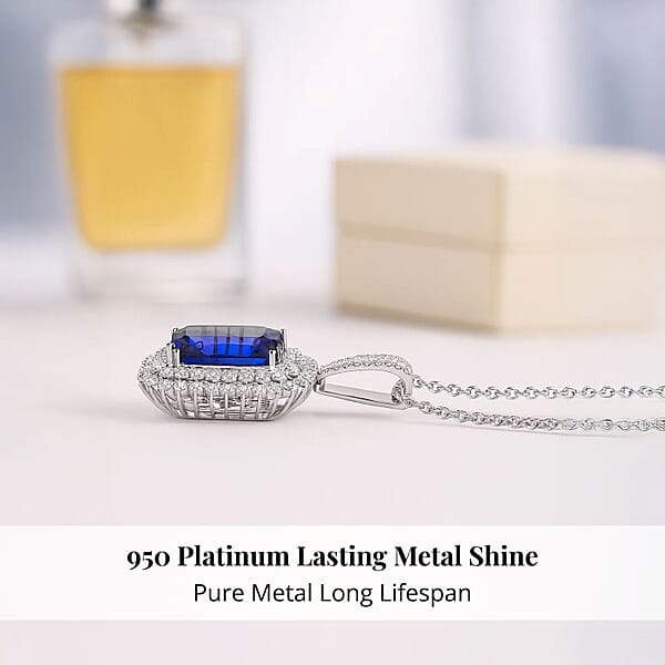 Chairman Vault Collection Certified & Appraised Rhapsody 950 Platinum AAAA Tanzanite And E-F VS Diamond Pendant Necklace 18 Inches 20.25 Grams 21.53 Ctw