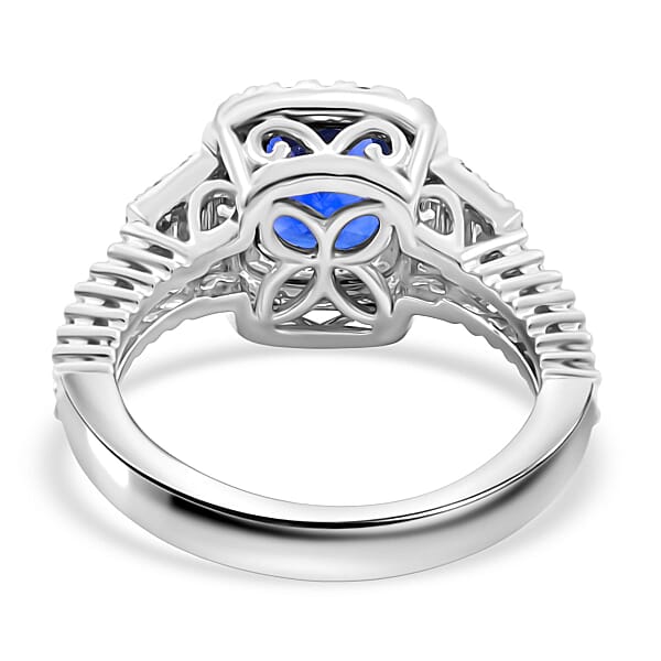 Chairman Vault Collection Certified & Appraised Rhapsody AAAA Ceylon Blue Sapphire And E-F VS Diamond 4.21 Ctw Ring In 950 Platinum 10.67 Grams