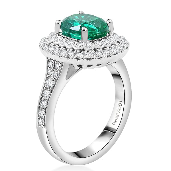 Chairman Vault Collection Certified & Appraised Rhapsody AAAA Kagem Zambian Emerald And E-F VS Diamond 3.40 Ctw Ring In 950 Platinum 11.36 Grams