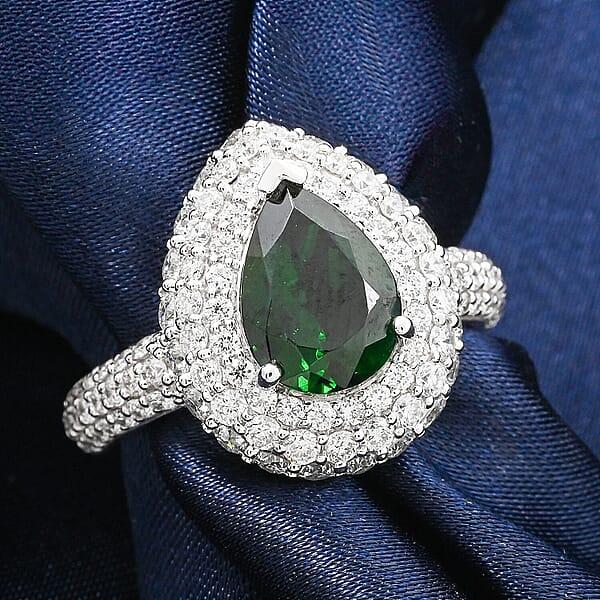 Chairman Vault Collection Certified & Appraised Rhapsody 950 Platinum AAAA Tsavorite Garnet Diamond (E-F VS) Ring (11.68 G) 4.16 Ctw
