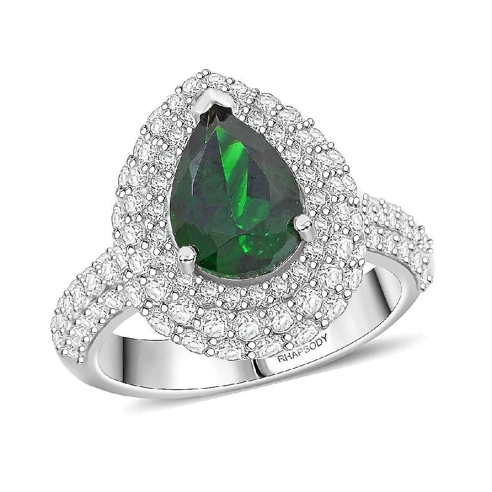 Chairman Vault Collection Certified & Appraised Rhapsody 950 Platinum AAAA Tsavorite Garnet Diamond (E-F VS) Ring (11.68 g) 4.16 ctw