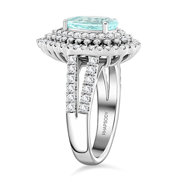 Chairman Vault Collection Certified & Appraised Rhapsody AAAA Paraiba Tourmaline And E-F VS Diamond 4.35 Ctw Ring In 950 Platinum 12.85 Grams