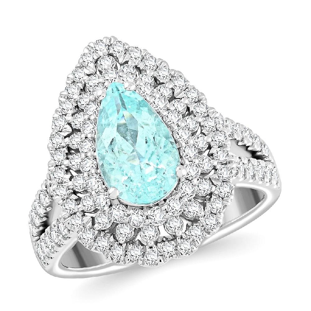 Chairman Vault Collection Certified & Appraised Rhapsody AAAA Paraiba Tourmaline and E-F VS Diamond 4.35 ctw Ring in 950 Platinum 12.85 Grams