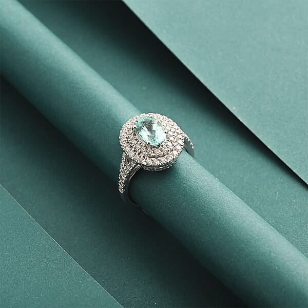 Chairman Vault Collection Certified & Appraised Rhapsody AAAA Paraiba Tourmaline And E-F VS Diamond 2.75 Ctw Ring In 950 Platinum 9.25 Grams