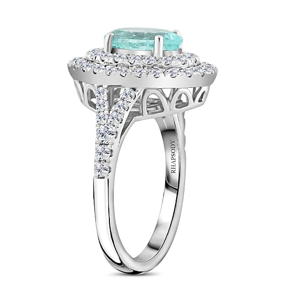 Chairman Vault Collection Certified & Appraised Rhapsody AAAA Paraiba Tourmaline And E-F VS Diamond 2.75 Ctw Ring In 950 Platinum 9.25 Grams