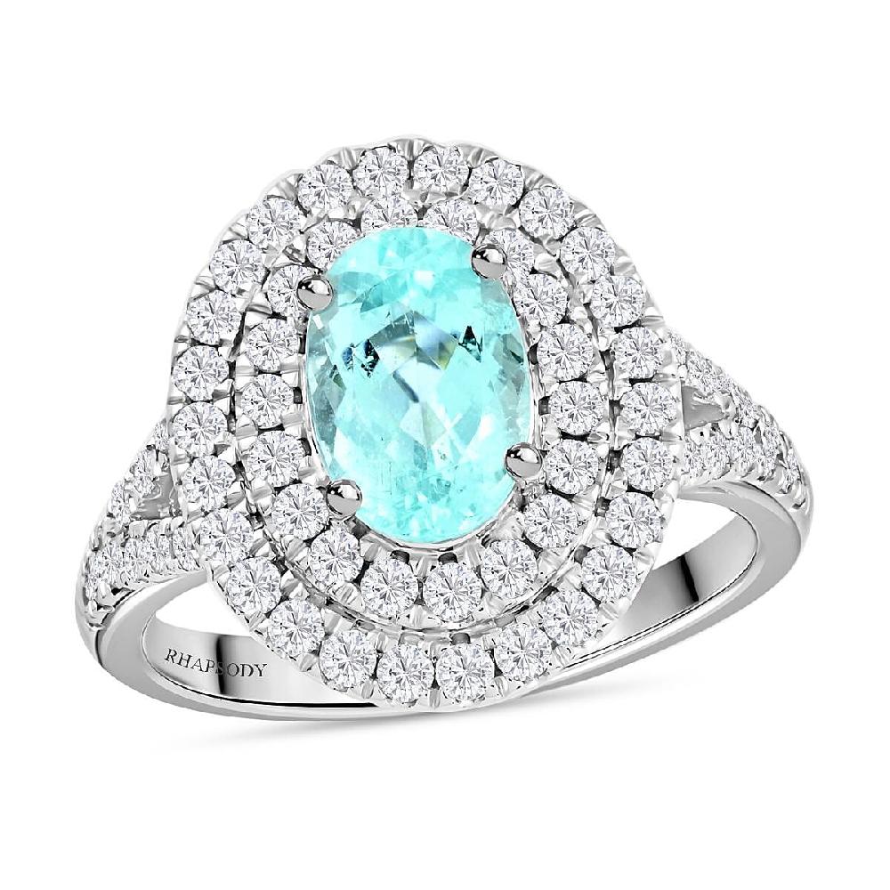 Chairman Vault Collection Certified & Appraised Rhapsody AAAA Paraiba Tourmaline and E-F VS Diamond 2.75 ctw Ring in 950 Platinum 9.25 Grams