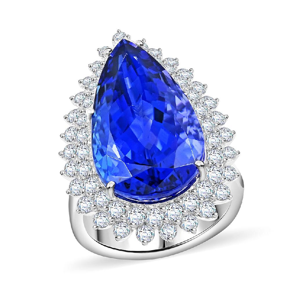 Chairman Vault Collection Certified & Appraised Rhapsody 950 Platinum AAAA Tanzanite and E-F VS Diamond Ring 17.23 Grams 21.15 ctw