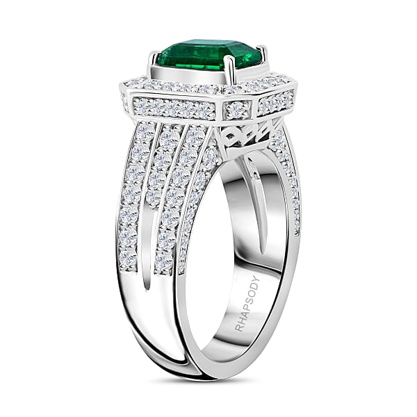 Chairman Vault Collection Certified & Appraised Rhapsody 950 Platinum AAAA Kagem Zambian Emerald And E-F VS Diamond Ring 15.77 Grams 3.25 Ctw