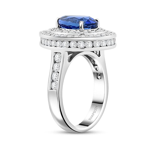 Chairman Vault Collection Certified & Appraised Rhapsody 950 Platinum AAAA Royal Ceylon Sapphire And E-F VS Diamond Ring 10.77 Grams 6.05 Ctw