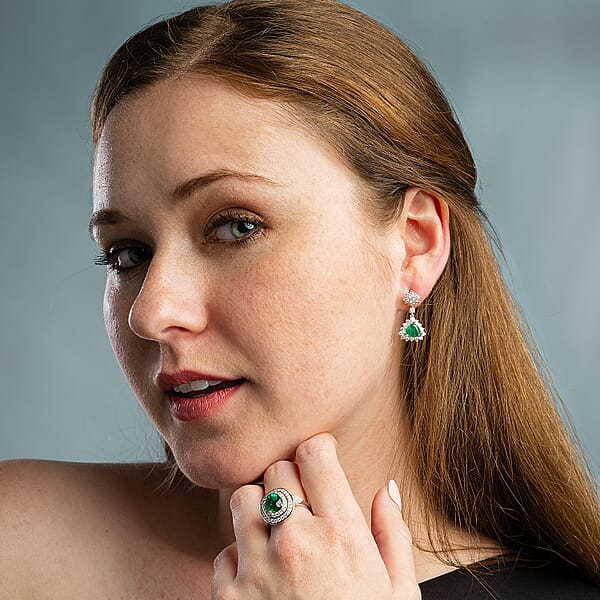 Chairman Vault Collection Certified & Appraised Rhapsody AAAA Kagem Zambian Emerald And E-F VS Diamond 4.05 Ctw Earrings In 950 Platinum 9.93 Grams