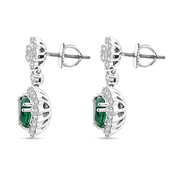Chairman Vault Collection Certified & Appraised Rhapsody AAAA Kagem Zambian Emerald And E-F VS Diamond 4.05 Ctw Earrings In 950 Platinum 9.93 Grams