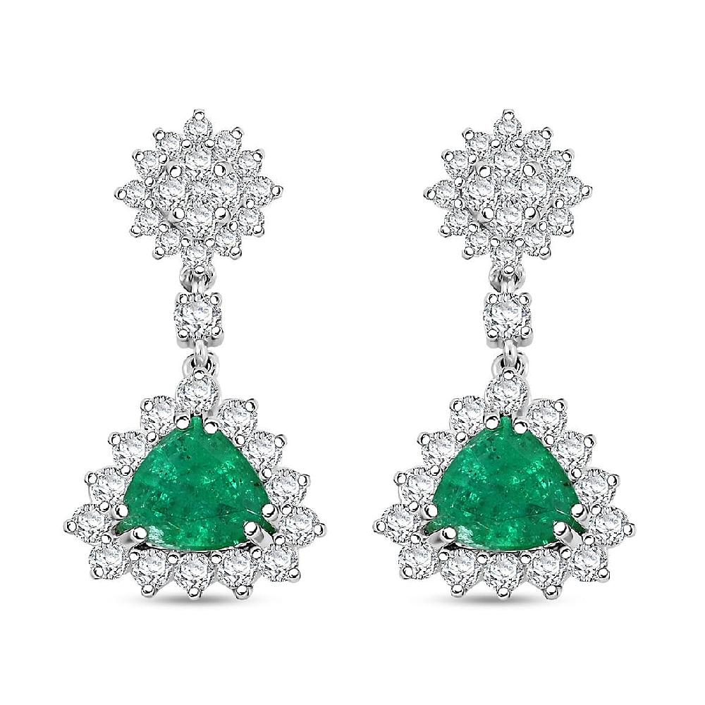 Chairman Vault Collection Certified & Appraised Rhapsody AAAA Kagem Zambian Emerald and E-F VS Diamond 4.05 ctw Earrings in 950 Platinum 9.93 Grams