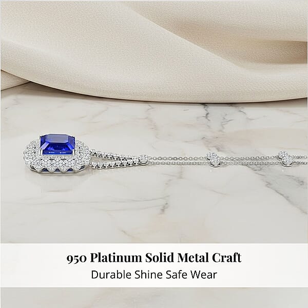 Chairman Vault Collection Certified & Appraised Rhapsody 950 Platinum AAAA Tanzanite And E-F VS Diamond Necklace 18 Inches 39.27 Grams 43.35 Ctw