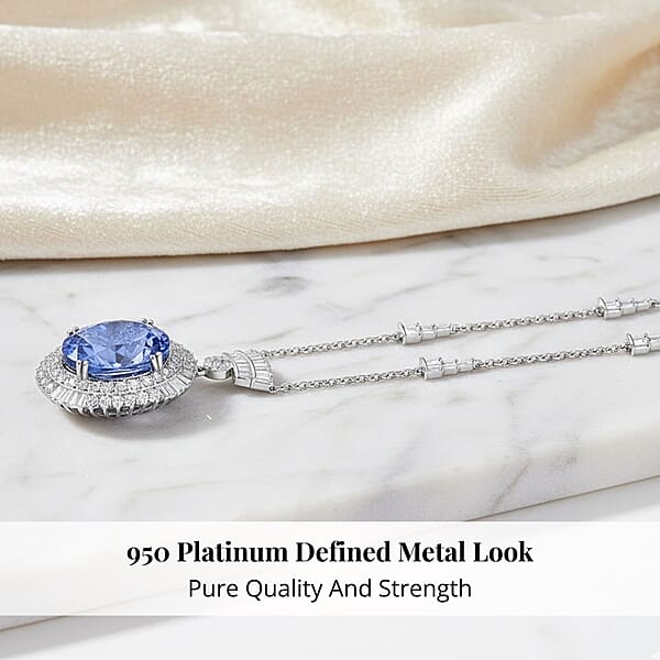 Chairman Vault Collection Certified & Appraised Rhapsody 950 Platinum AAAA Tanzanite And E-F VS Diamond Necklace 18 Inches 26.75 Grams 35.06 Ctw