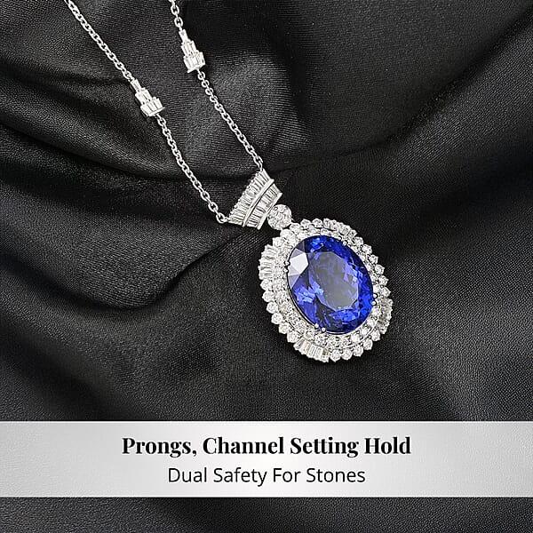 Chairman Vault Collection Certified & Appraised Rhapsody 950 Platinum AAAA Tanzanite And E-F VS Diamond Necklace 18 Inches 26.75 Grams 35.06 Ctw