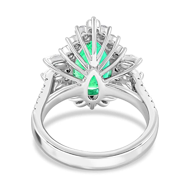 Chairman Vault Collection Certified & Appraised Rhapsody 950 Platinum AAAA Kagem Zambian Emerald And E-F VS Diamond Ring 10.41 Grams 5.26 Ctw